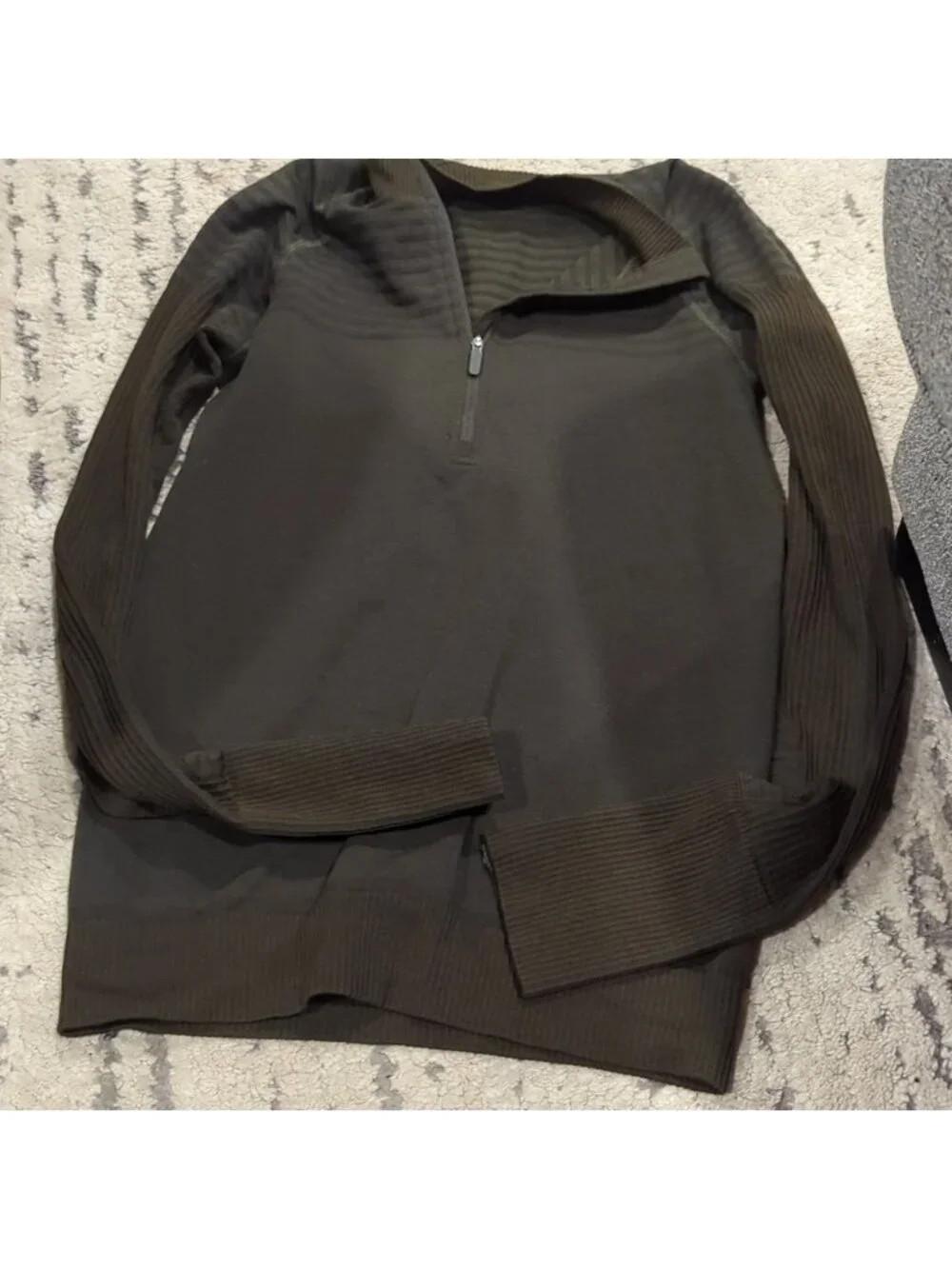 Lululemon Keep the Heat Half Zip Wool Blend Olive Green